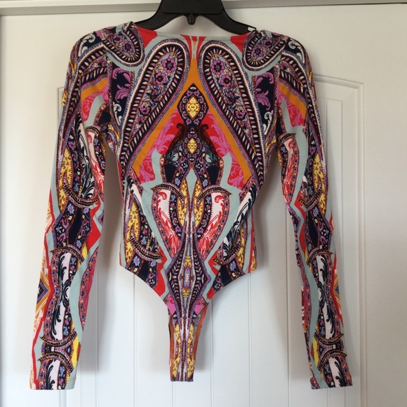 NWT XS Free People Pick A Place bodysuit red combo - Picture 3 of 6